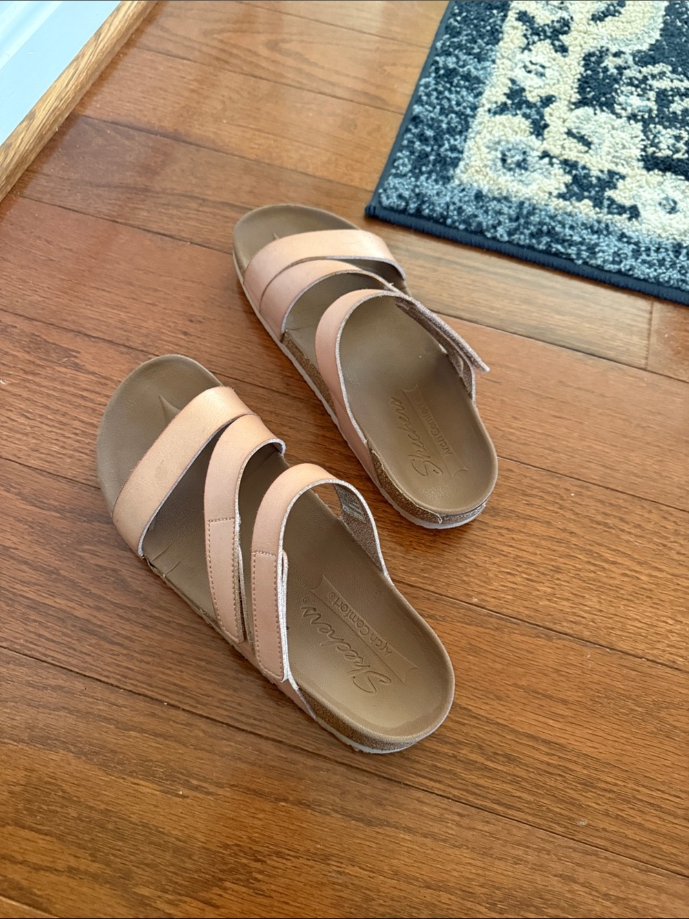 Skechers Women's Blush Pink Multi-Strap Slide Sandals